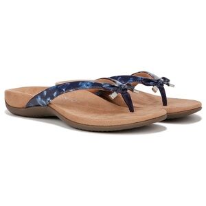 Vionic Bella ll Thong Bow Sandal Navy Poppy Comfort Excellent Size 7.5